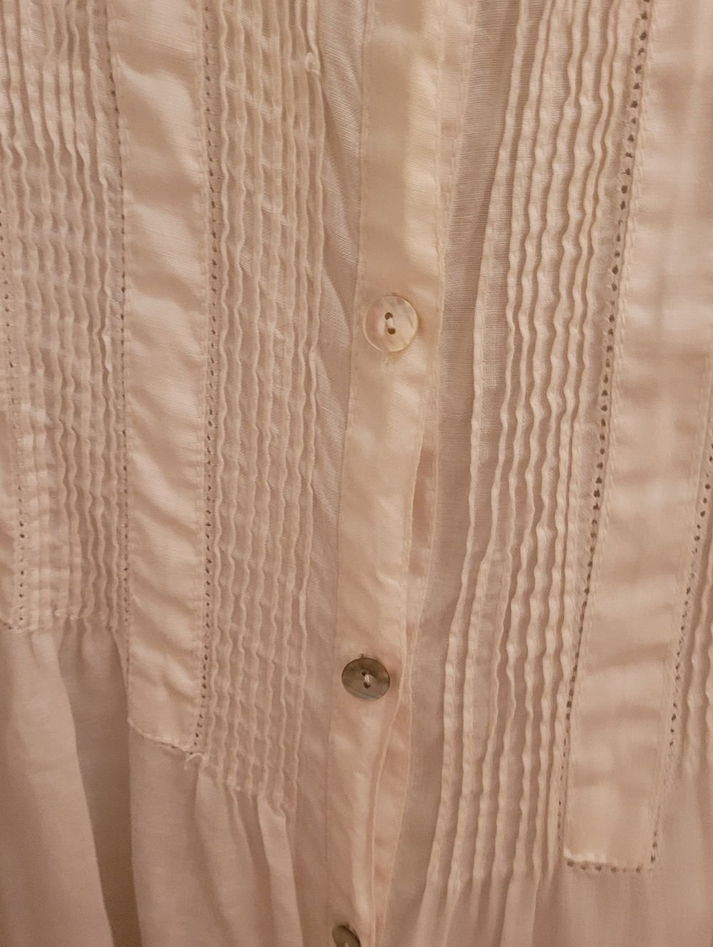 Catwalk Studio Women's M White Pintuck Button-Up Blouse 100% Ramie Cotton - Picture 5 of 11